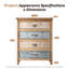 Commode vintage à 4 tiroirs avec motif en bois patiné et orné, commode de rangement rustique