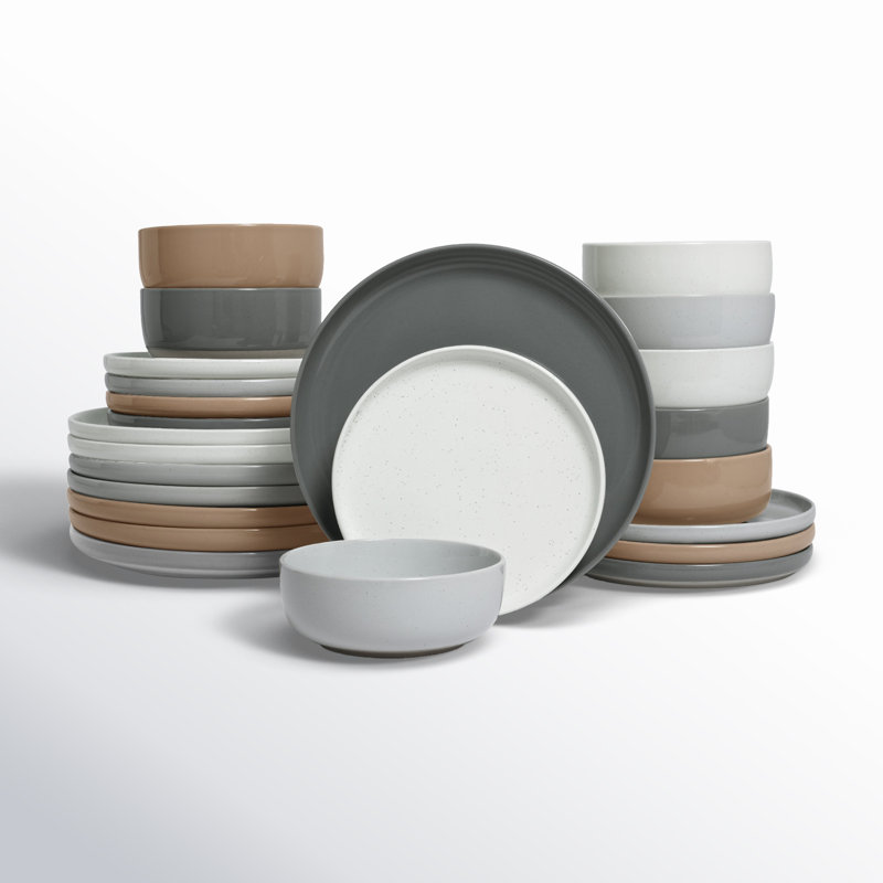 Famiware 24 Piece Stoneware Dinnerware Set - Service for 8, Multicolor