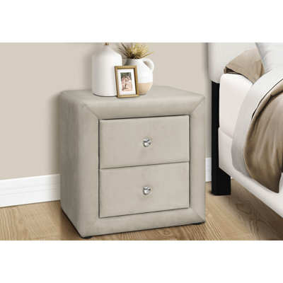 Grey Velvet Upholstered Nightstand With Storage Drawer For Bedroom - Transitional Design, 20.5"W X 15.91"D 20.93"H, Easy Assembly- Use Style, 20.5 In by Latitude Run