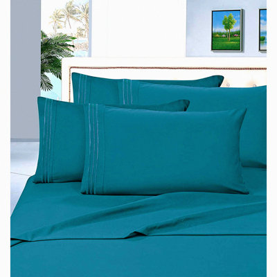 Turquoise Dream 1500 Thread Count Luxury Bed Sheet Set - Wrinkle, Fade, and Stain Resistant - Deep Pocket - 4-Piece Set - High Quality Sheets