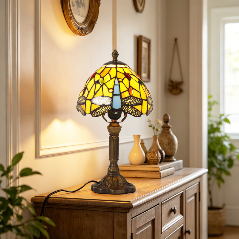 Lampe de table libellule 14 "de style Tiffany (ampoule incluse)