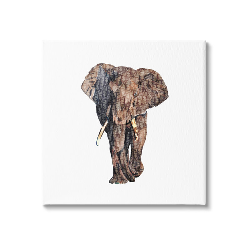 Éléphant de la faune Glam Symbole - impression sans cadre sur panneau de fibres à densité moyenne, Toile tendue