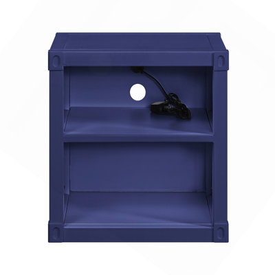 Table de chevet bleue avec tablette ouverte