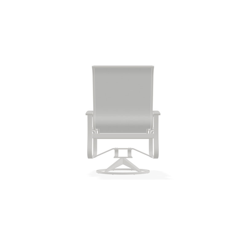Belle Isle Sling Aluminum Frame Dining Height Swivel Rocker with Marine Grade Polymer Arm Accent, Snow, White 6D Sunbrella®