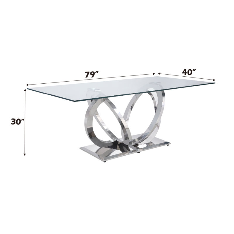 Miska Rectangular Dining Table in Clear and Mirrored Silver