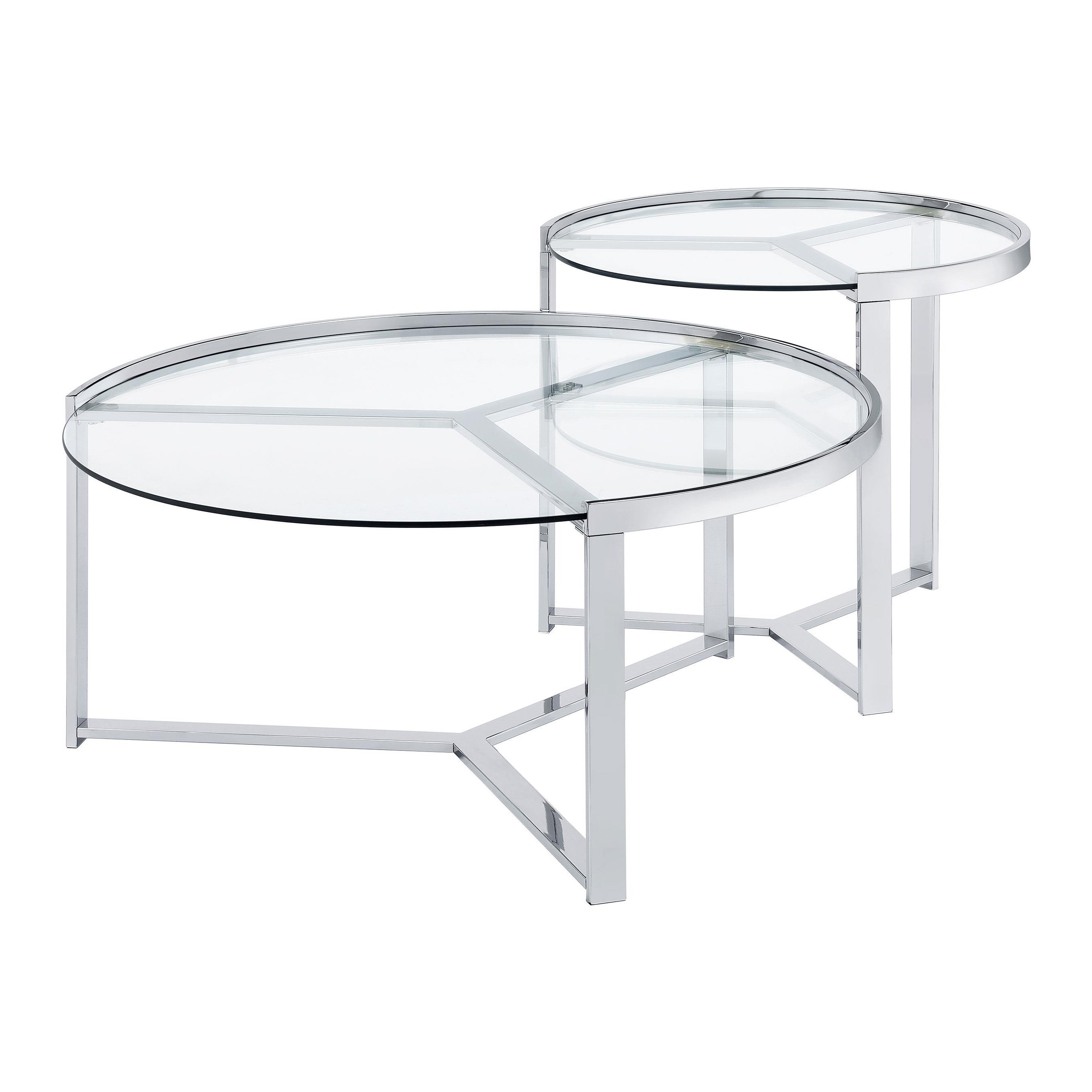 Ivy Bronx 2-Piece Round Glass Top Nesting Coffee Table Chrome | Wayfair