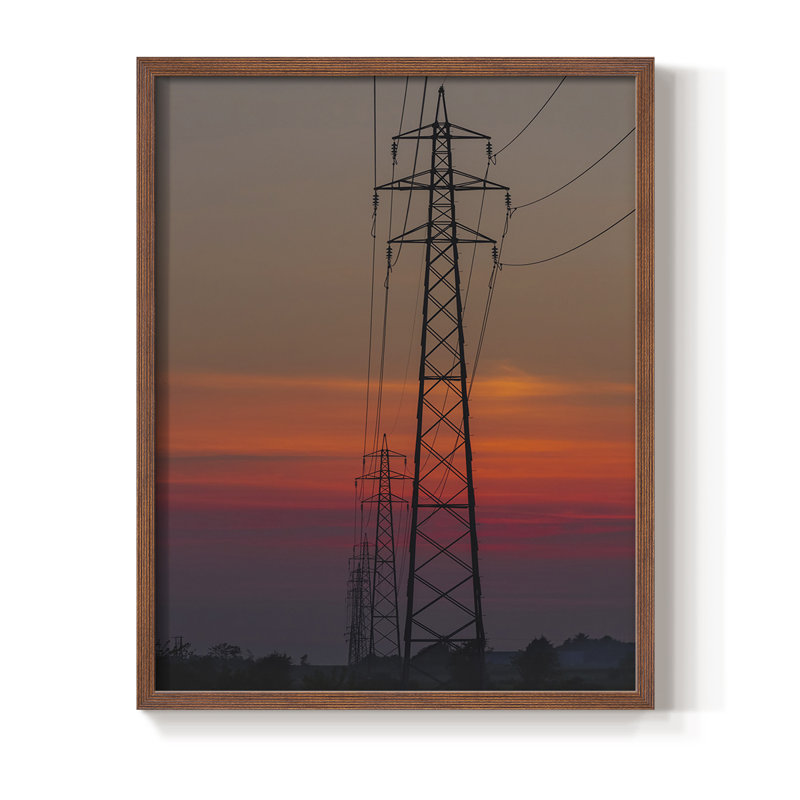 Impression encadrée Sunset Power - bois massif, H 20 po x l 16 po, Brun
