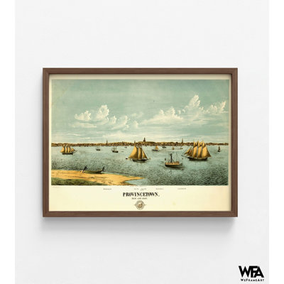 Harbor With Ships At Provincetown-Massachusetts 1877, Vintage Boat US State Wall Art, Navy Gift Idea, Massachusetts State View Print