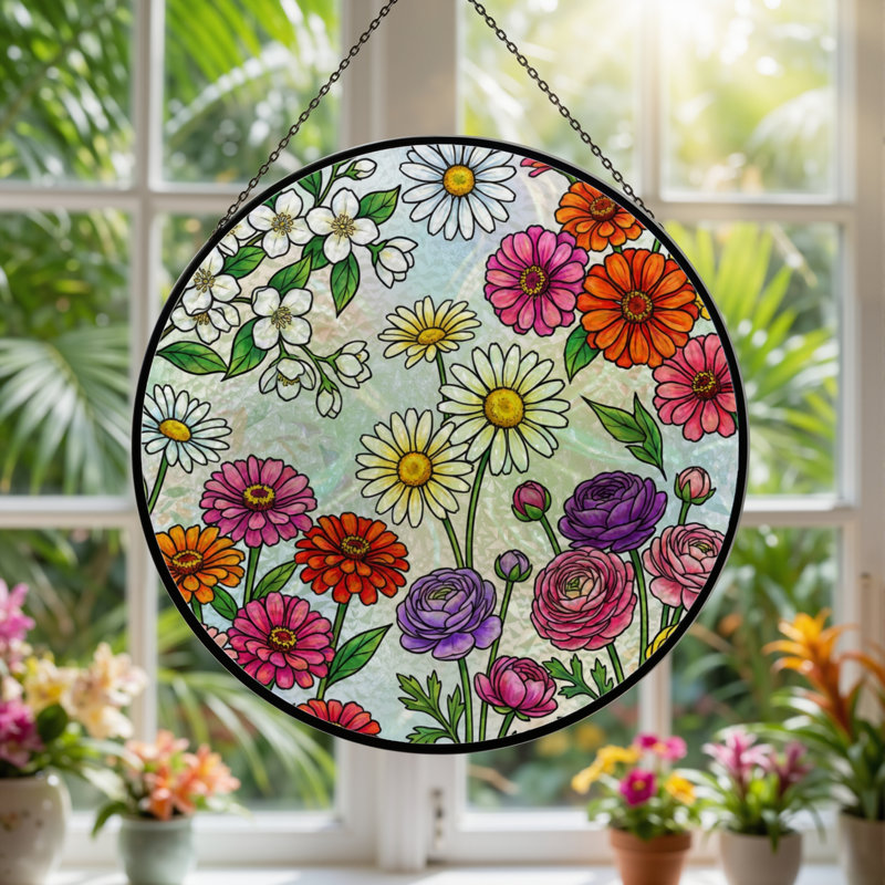 Panneau de vitrail de jardin 12 "H 12", H 12 po x l 12 po