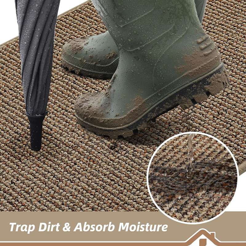 Tapis d'entrée beige antidérapant