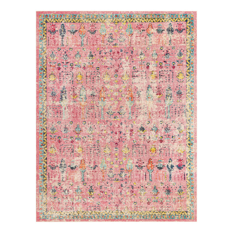 Tapis abstrait Ector, Rectangulaire 8 pi x 10 pi, Pink