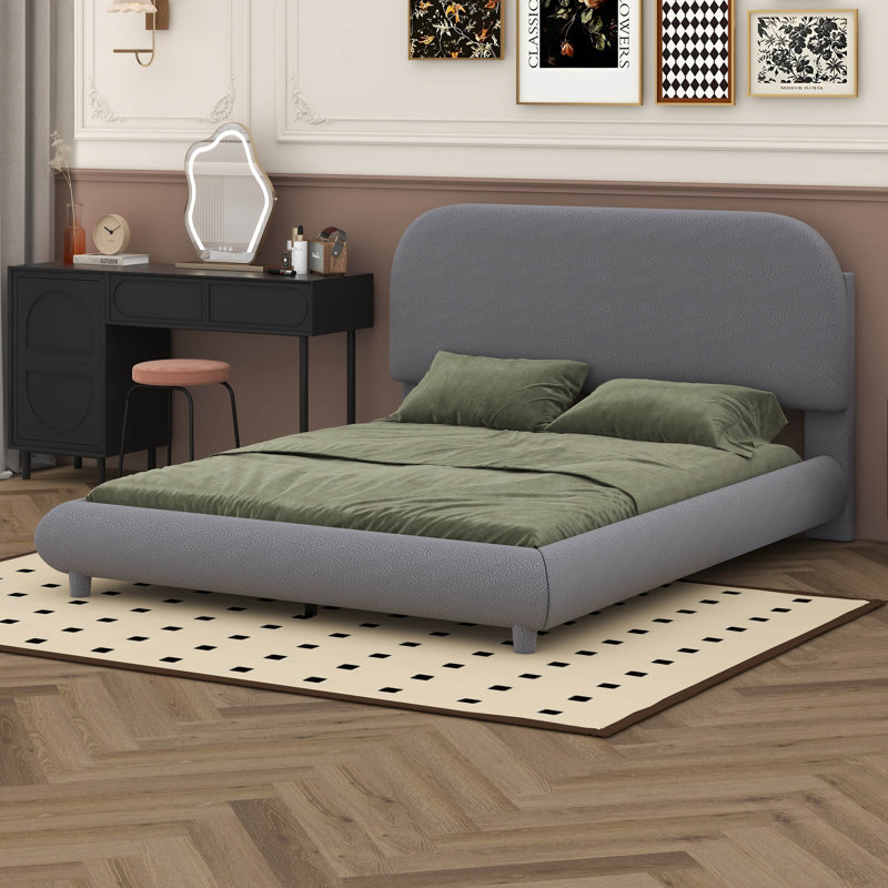 Mexhide Upholstered Platform Bed, Gray