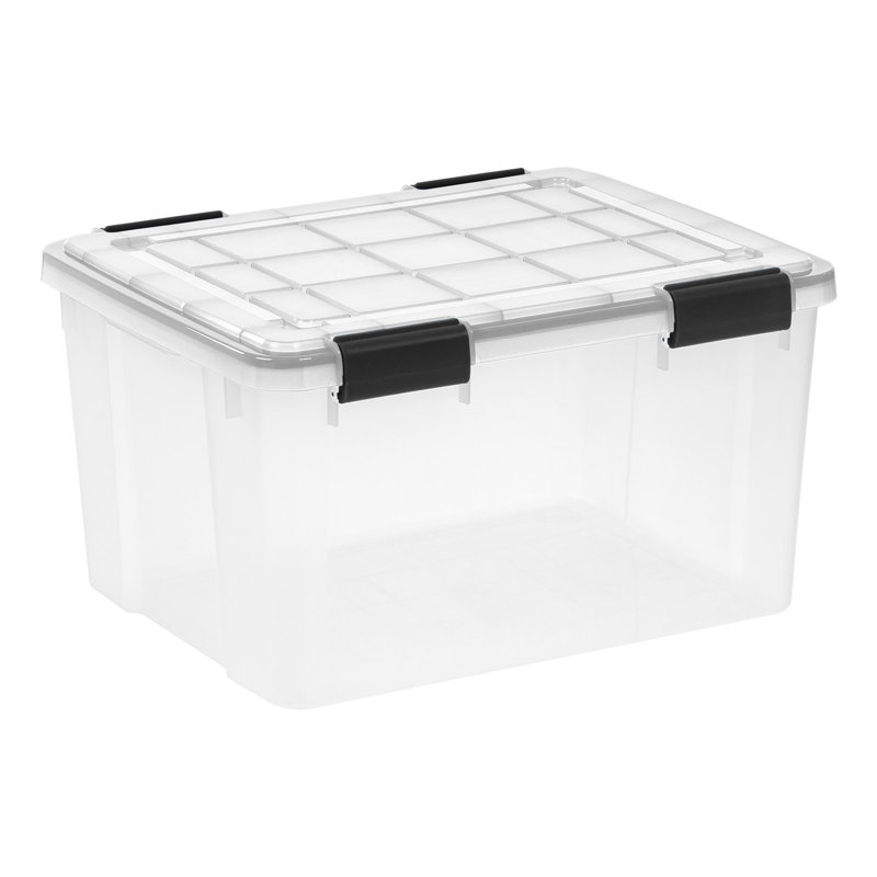 IRIS 60 Qt. Plastic Storage Bins w/Sealed Lids, 11.13" H x 16.12" W x 20.13" D