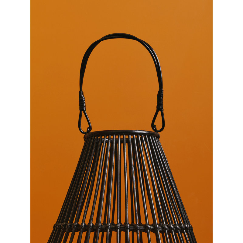Bourbeau Wicker Tabletop Lantern, Black