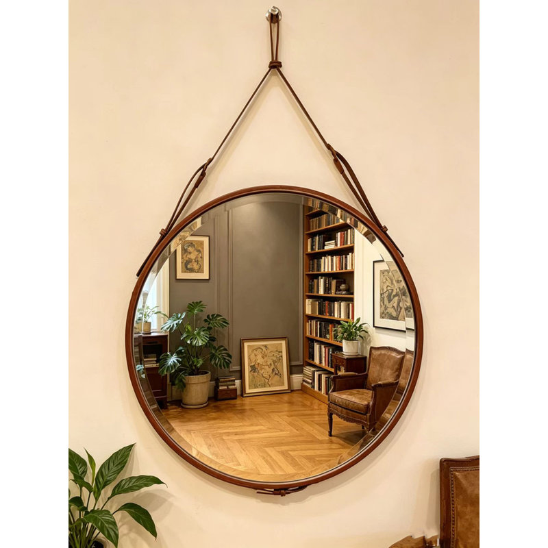 Miroir suspendu brun