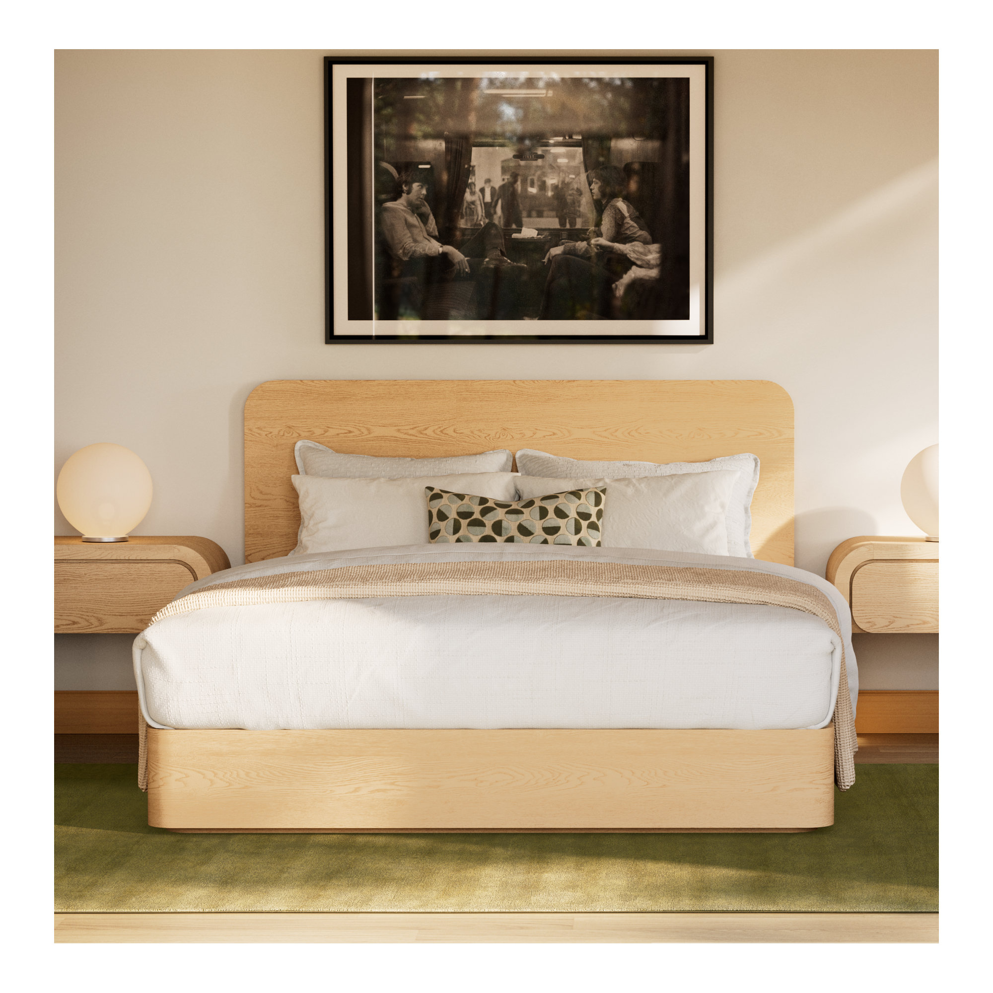 Nori Solid Wood Platform Bed, Timber, Queen
