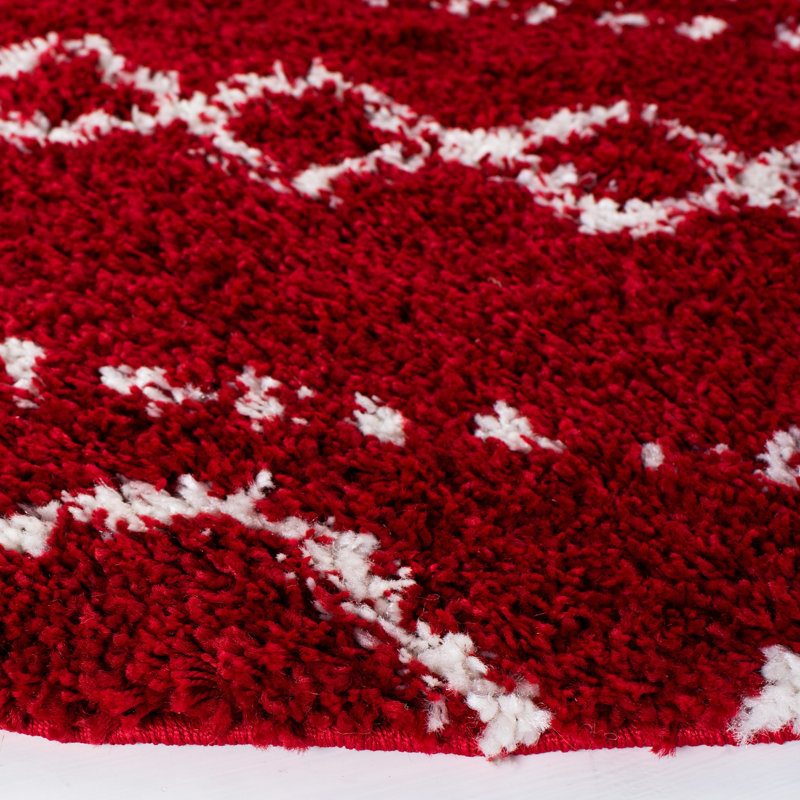 Develin Performance Chevron Rug, Round 6'7", Red/Ivory