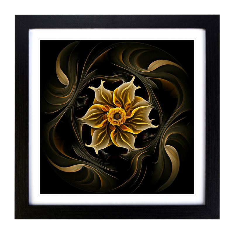 Daffodil Abstract Art - Framed Print, Black