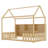 Natural Pine Twin House Bed Low Guardrail LED Design-719036528