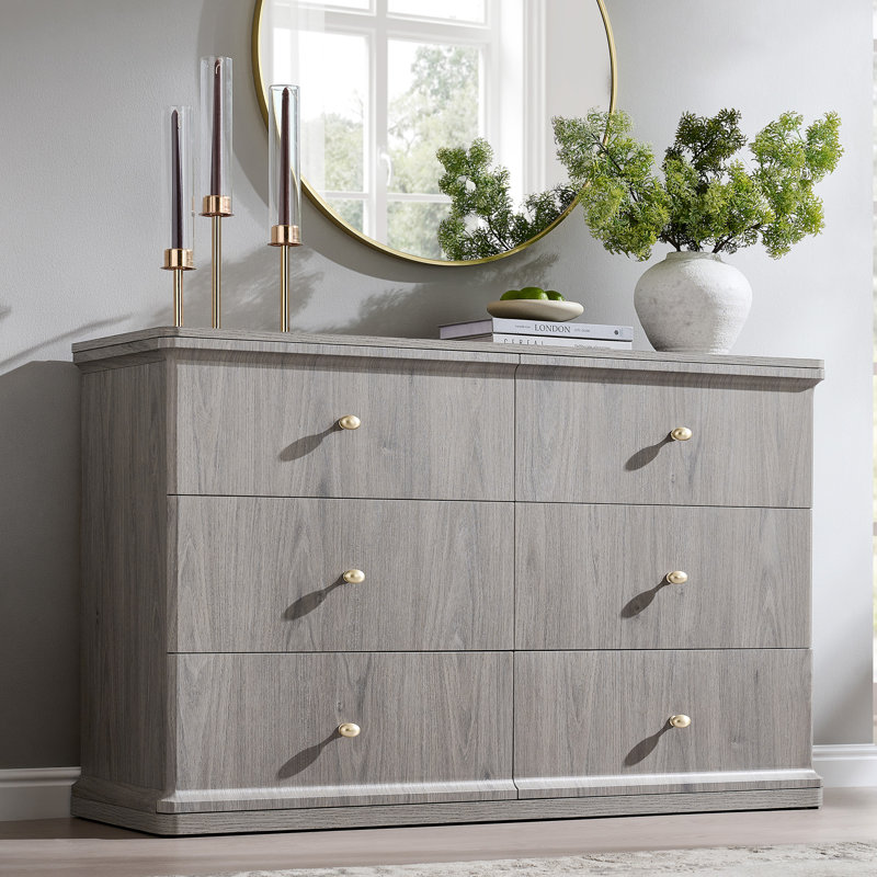 Commode 6 tiroirs Abarca, Gris, 6