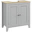 Armoire de rangement sous-évier, meuble-lavabo sous-comptoir avec tablette en U et tablette interne réglable Kleankin, gris