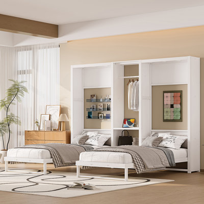 Lit escamotable simple et simple, lit escamotable pliable en métal avec garde-robe