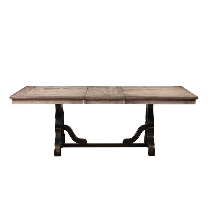Table de salle à manger extensible à finition érable - rallonge amovible de 18 po, fabriquée en résine et placage de bois épais de 34 mm (chêne), conception élégante à tréteaux, polyvalente et fonctionnelle, 86 x 42 x 30 po, 150 lb avec