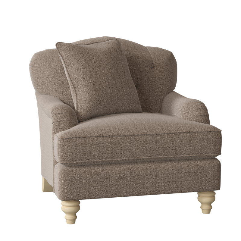 Fauteuil large capitonné 38 po Sullivan, Chenille performance taupe Beantown 41, Non, Pécan