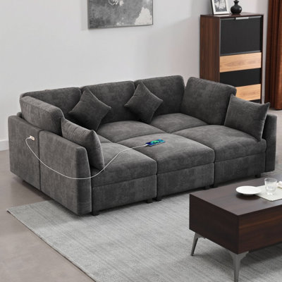 Canapé modulaire 6 pièces rembourré