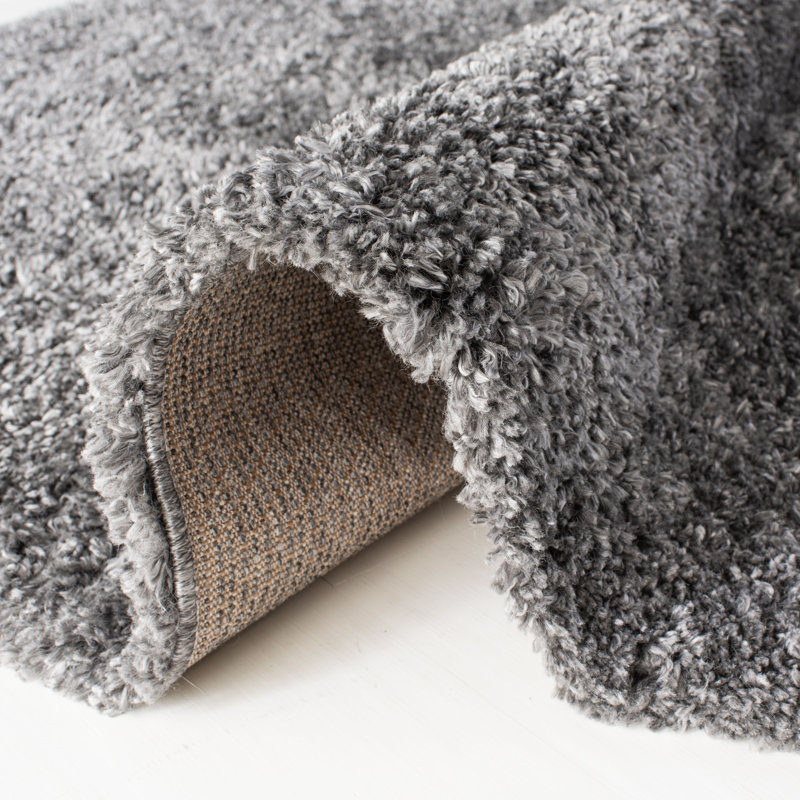 Tapis ivoire à poils longs Sador, Silver, Carré 4 pi