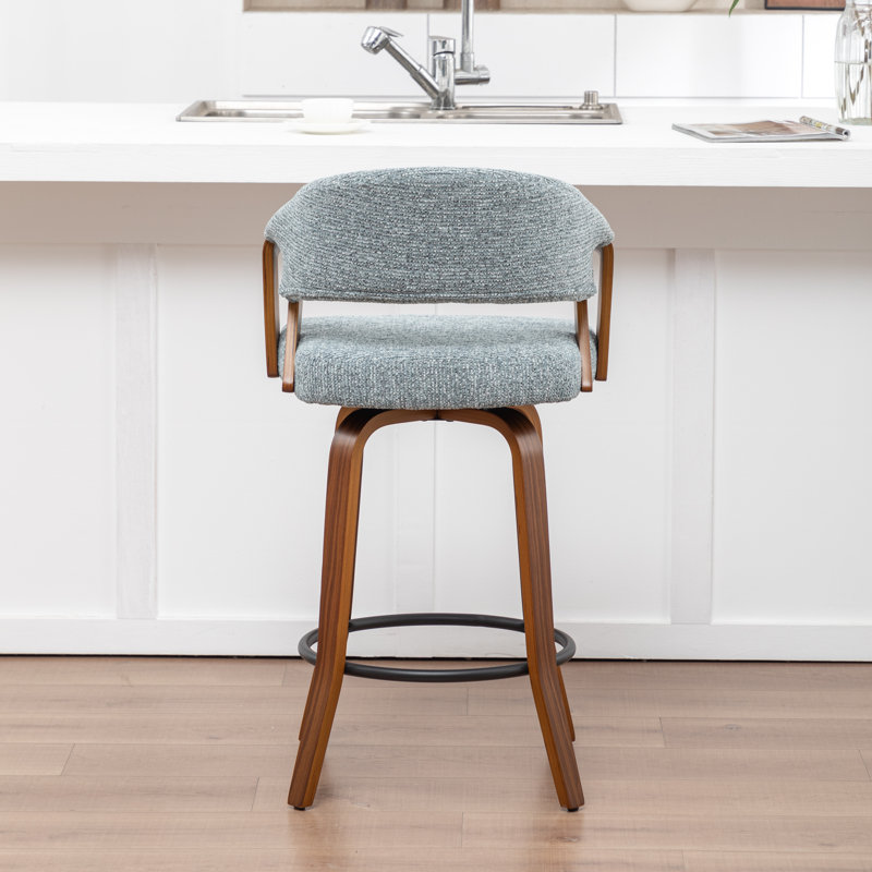 Tabouret de comptoir pivotant rembourré Providence, Bleu