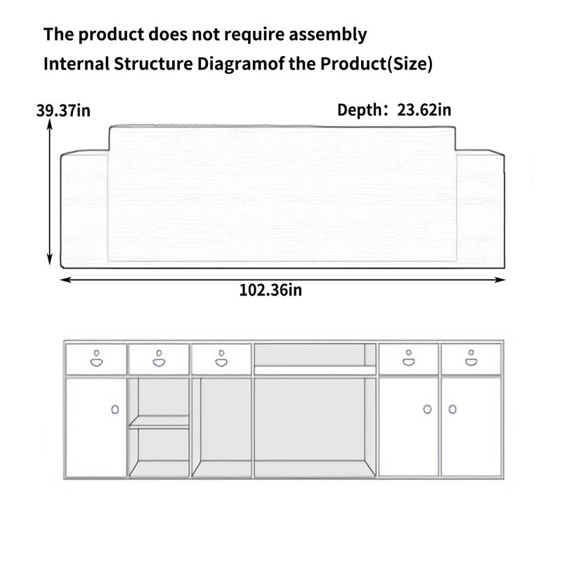 102.36” Elegant Writing Desk, Computer Table & Front Desk, Brown/Black