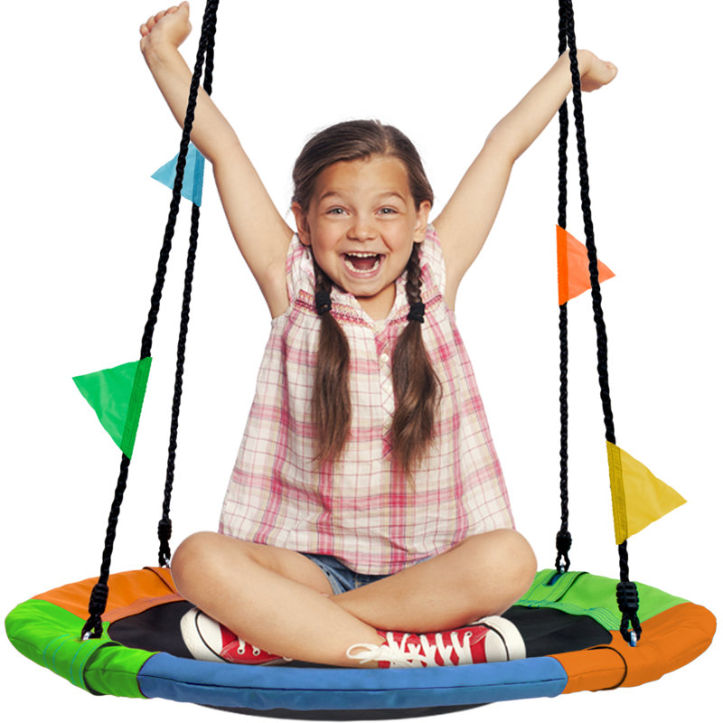  Sorbus Saucer Tree Swing 24" Adjustable Ropes, 220lb Capacity, Rainbow