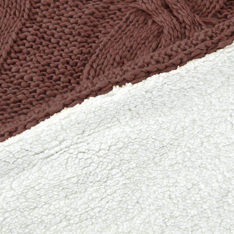 Nutmeg Cable Knit & Sherpa Reversible Cozy Throw, 50" x 60"