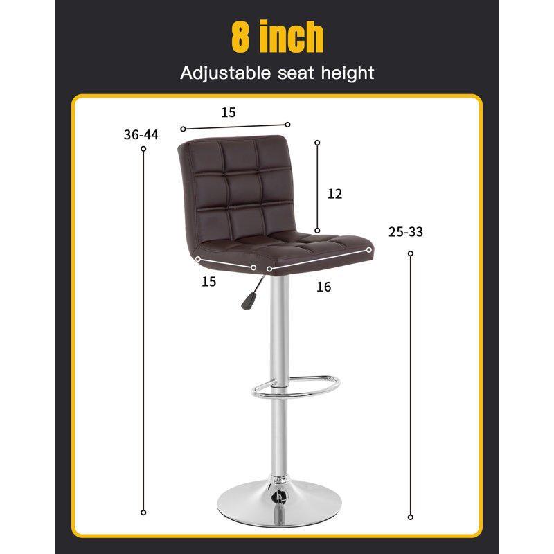 Ceann Swivel Upholstered Adjustable Height Counter Stool, Brown