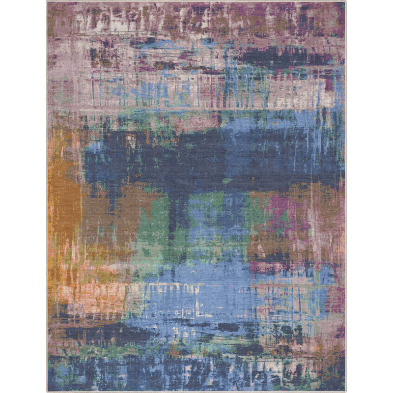 Nuzzo Mandala Boho Vintage Paintsplash Flat-Weave Multi Area Rug, Rectangle 9'10" x 13'