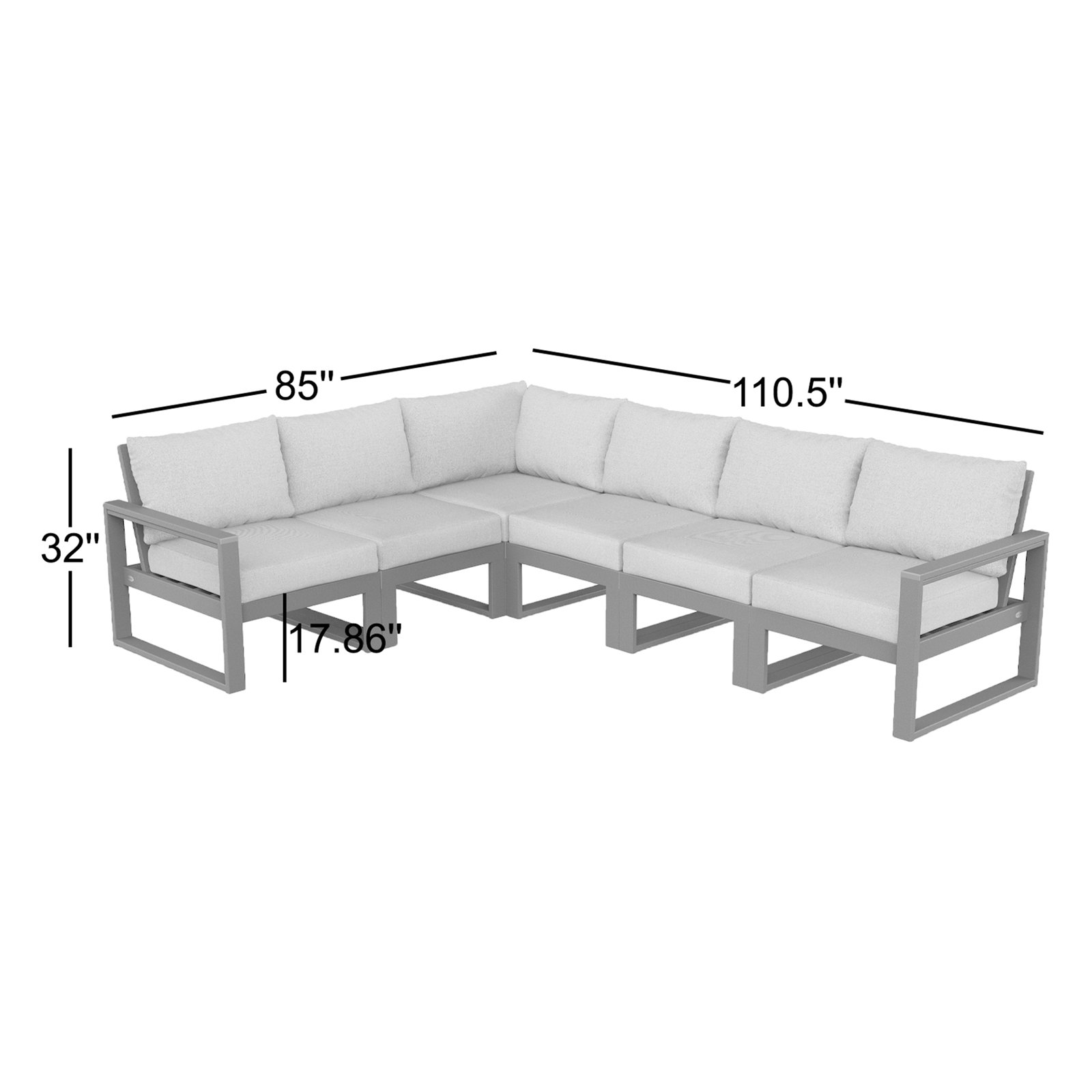 Edge 110.5'' Wide L-Shaped Patio Sectional with Cushions, Grey Revolution®, Black