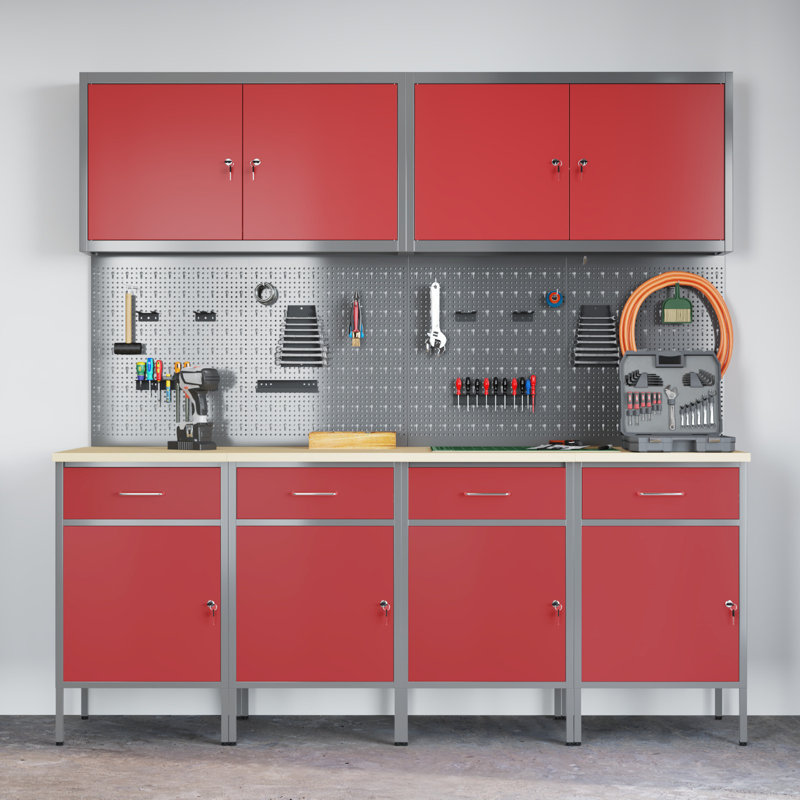 Work Cabinet with Drawer, Red