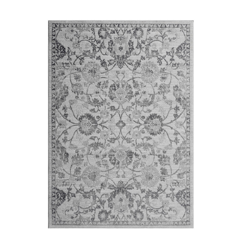 Tapis gris / oriental, Rectangle 6 pi 7 po x 7 pi 9 po