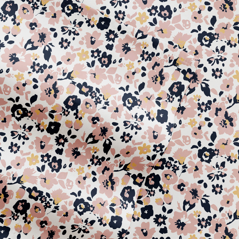 Mauve Floral Queen Microfiber Kids Unisex Sheet Set