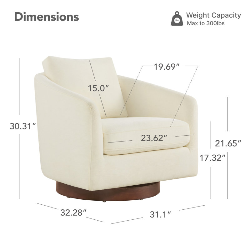 Daisy Swivel Accent Chair with Solid Wood Base, Daisy Chenille