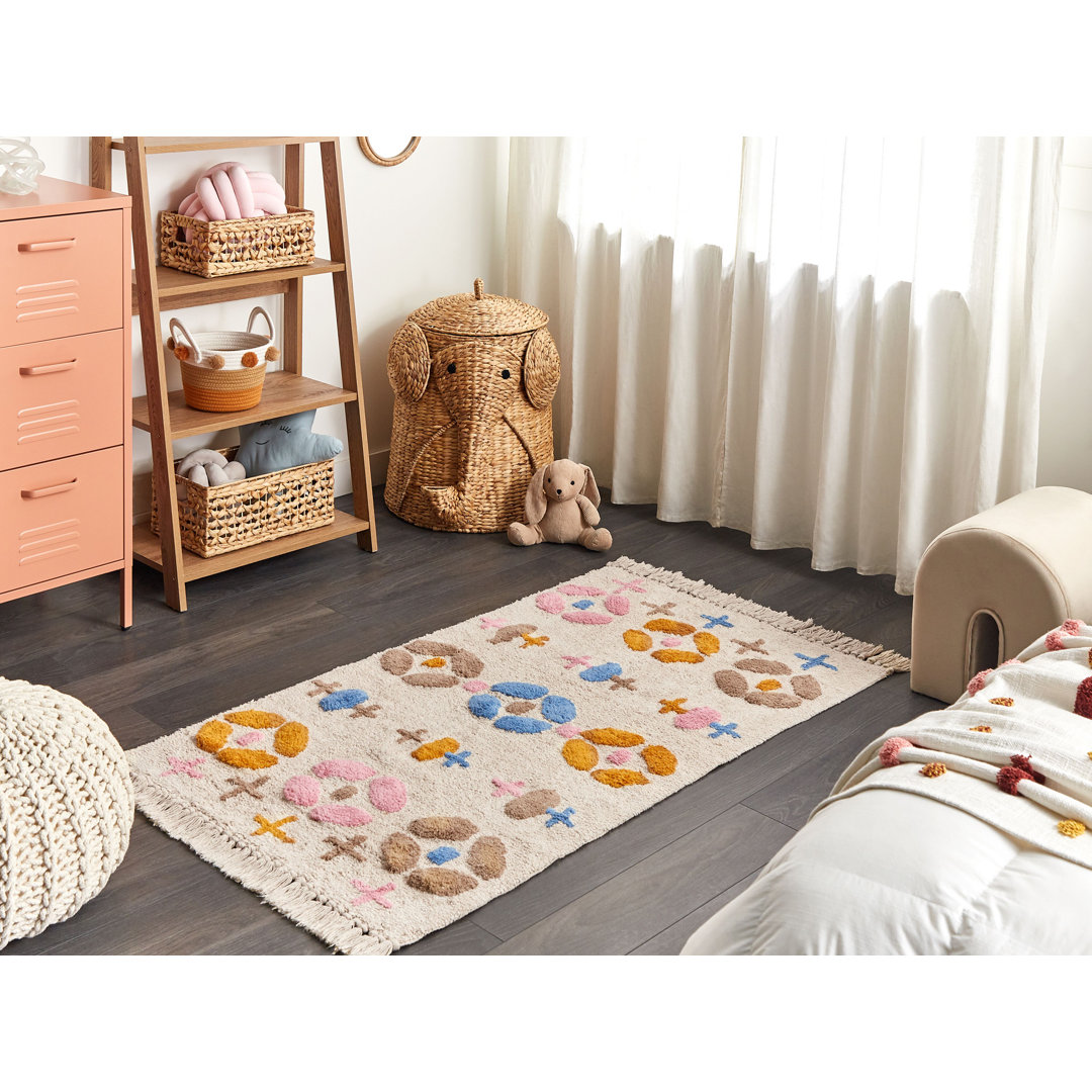 Teppich Sandown aus Baumwolle in Beige/Rosa/Orange