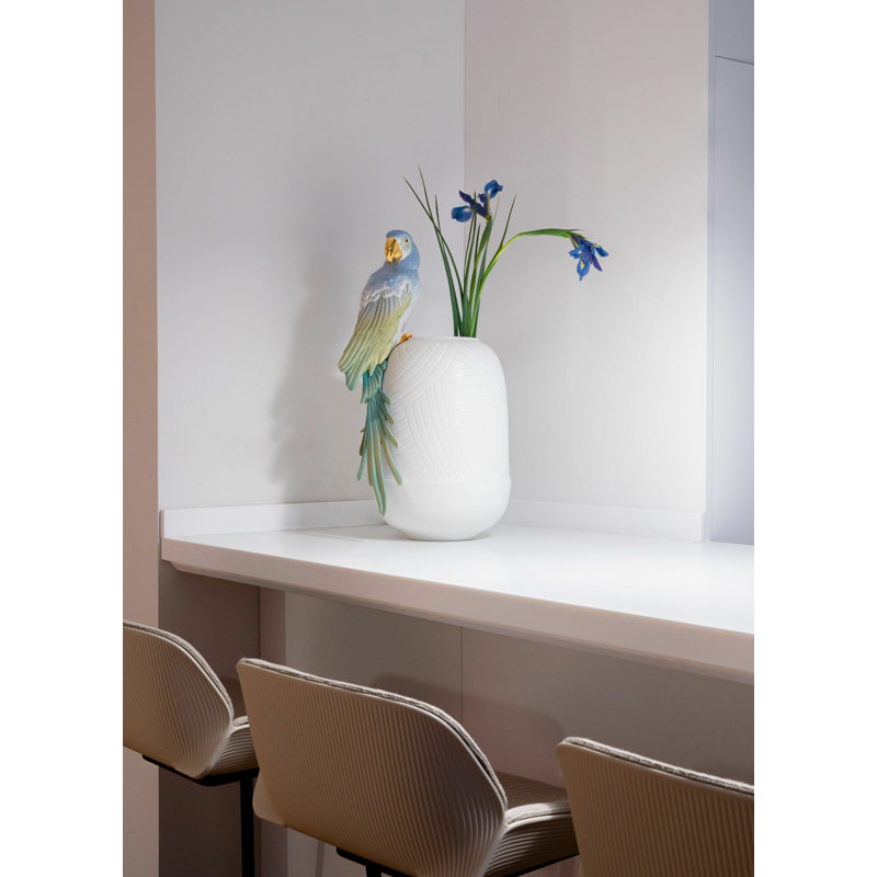 Vase de table en porcelaine fait à la main, Bleu / vert / blanc