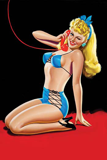 « eyeful » en bikini bleu-impression d’art graphique, H 30 po x l 20 po x P 1,5 po