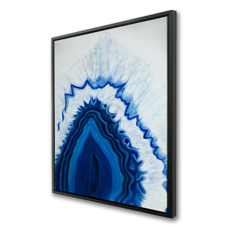 «Agate Geode Slice», toile | Décoration moderne encadrée bleue