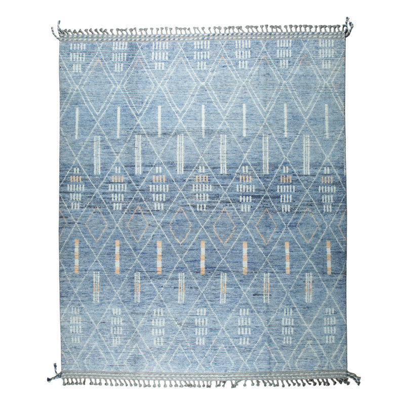Tapis transitionnel bleu Graceful Marrakech