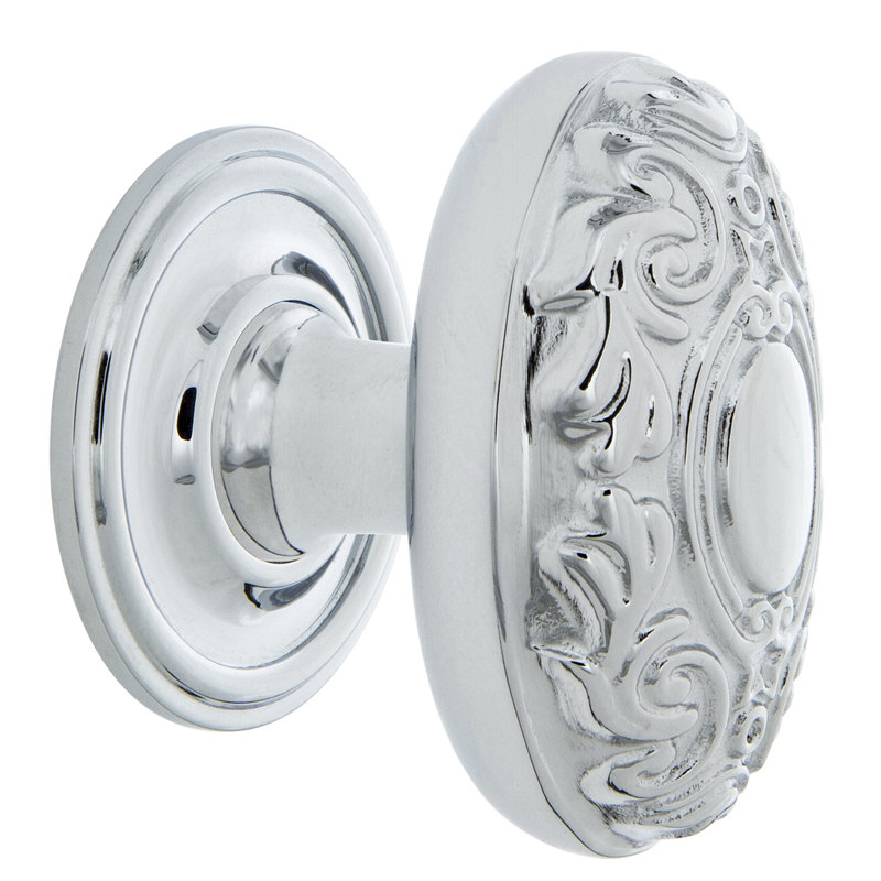 Victorian 1 3/4" Length Oval Knob, Bright Chrome
