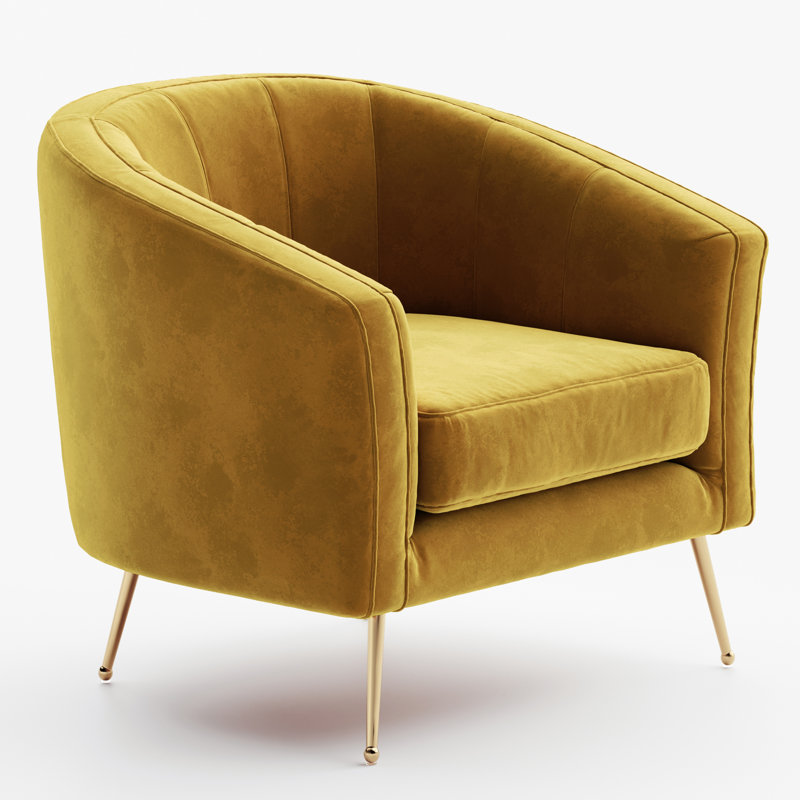 Lucciano Velvet Barrel Chair, Mustard Gold