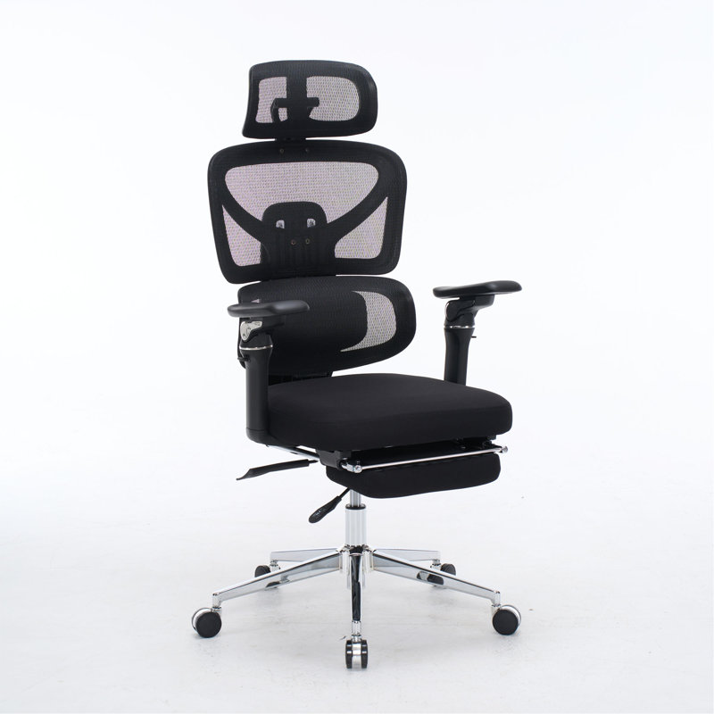 Fauteuil de bureau ergonomique avec support lombaire à massage, appui-tête 4D et accoudoirs 5D, dossier réglable haut et profondeur d'assise