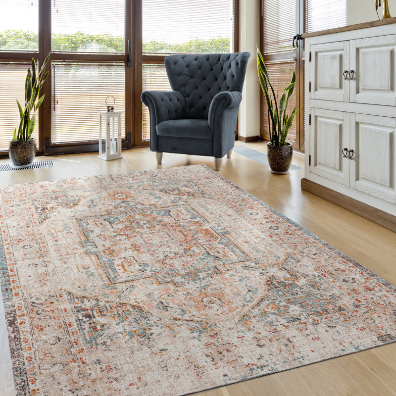 Tapis d'intérieur / extérieur Whipkey, Rectangle 5 pi 3 po x 7 pi 10 po, Beige / Crème